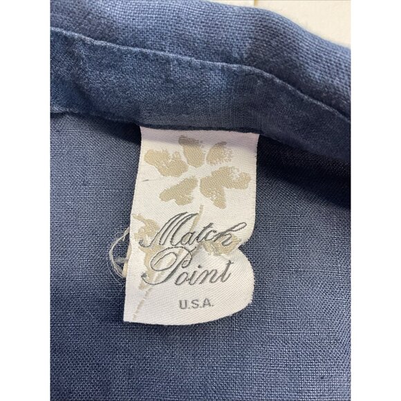 MATCH POINT 100% LINEN Navy Blue‎ pockets button front tunic size XL Oversized - Picture 4 of 9